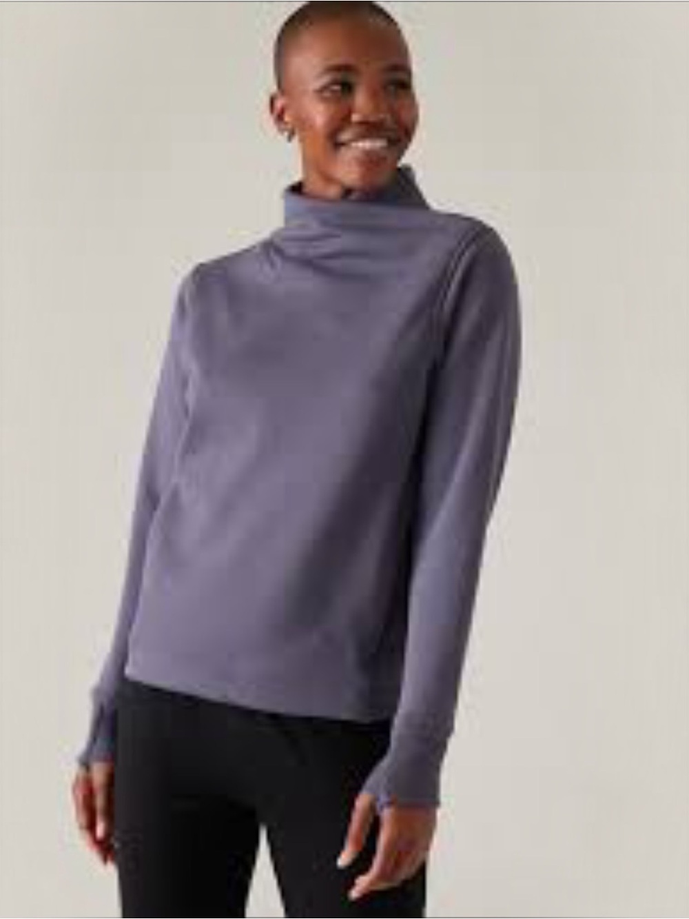Athleta Cozy Karma Twist Neck Sweatshirt Womens 3X Purple Thumbholes Zip Pockets